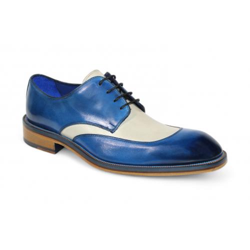 Emilio Franco "Cosimo" Ocean Blue/Bone Genuine Italian Calf Leather Lace-Up Dress Shoes.